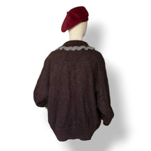 Load image into Gallery viewer, Vintage Chocolate Brown Angora Embellished Jersey