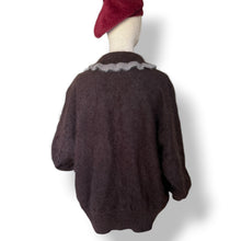 Load image into Gallery viewer, Vintage Chocolate Brown Angora Embellished Jersey