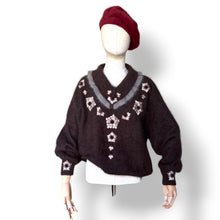Load image into Gallery viewer, Vintage Chocolate Brown Angora Embellished Jersey