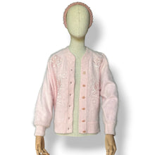 Load image into Gallery viewer, Vintage Baby Pink Angora Blend Embellished Cardigan