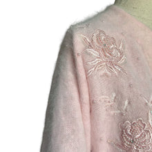 Load image into Gallery viewer, Vintage Baby Pink Angora Blend Embellished Cardigan