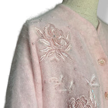 Load image into Gallery viewer, Vintage Baby Pink Angora Blend Embellished Cardigan