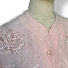 Load image into Gallery viewer, Vintage Baby Pink Angora Blend Embellished Cardigan