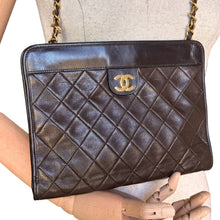 Load image into Gallery viewer, Vintage Chanel Chocolate Lambskin Quilted Shoulder Bag