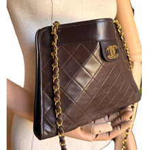 Load image into Gallery viewer, Vintage Chanel Chocolate Lambskin Quilted Shoulder Bag