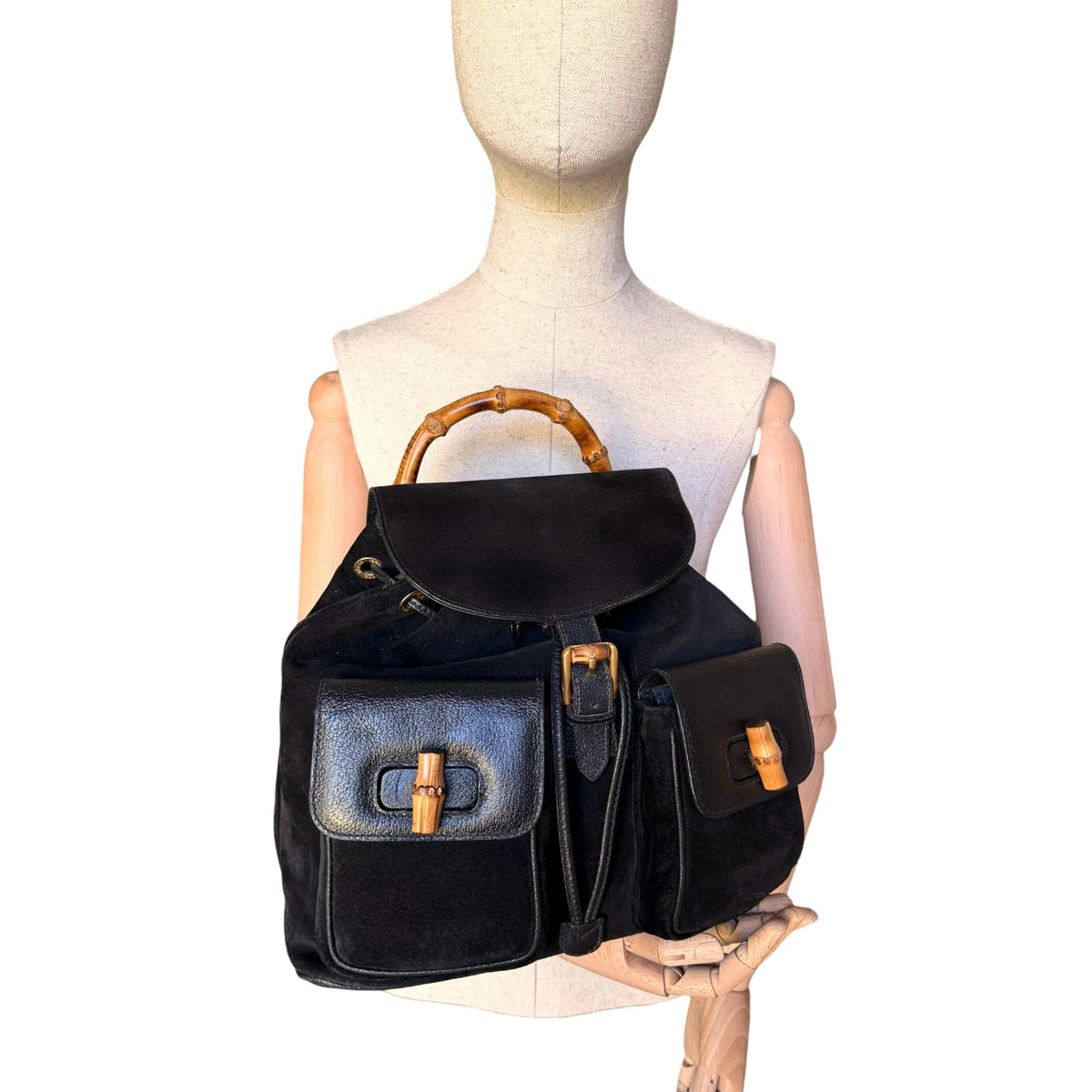 Vintage Gucci Bamboo Leather & Suede Backpack – Vintage Swag SA