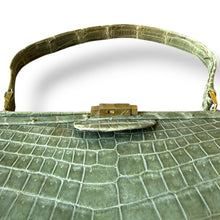 Load image into Gallery viewer, Vintage Sage Green Crocodile Handbag