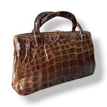 Load image into Gallery viewer, Vintage Crocodile Leather Bag with Patina and Suede Interior