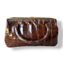 Load image into Gallery viewer, Vintage Crocodile Leather Bag with Patina and Suede Interior
