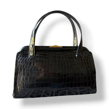 Load image into Gallery viewer, Vintage Black Crocodile Top Handle Bag