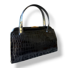 Load image into Gallery viewer, Vintage Black Crocodile Top Handle Bag