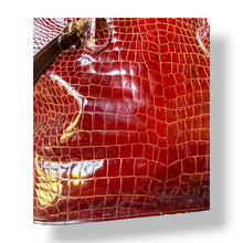 Load image into Gallery viewer, Vintage Rust Red Croc Embossed Leather Dome Bag