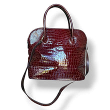 Load image into Gallery viewer, Vintage Rust Red Croc Embossed Leather Dome Bag