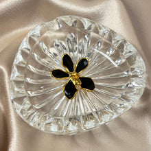 Load image into Gallery viewer, Vintage Black Enamel & Gold-Tone Floral Brooch