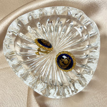 Load image into Gallery viewer, Vintage Limoges Cobalt Blue & Gold Porcelain Clip-On Earrings