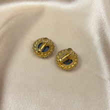 Load image into Gallery viewer, Vintage Limoges Cobalt Blue & Gold Porcelain Clip-On Earrings