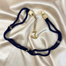 Load image into Gallery viewer, Vintage Navy Rope Belt with Anchor Charm