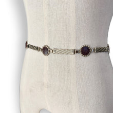 Load image into Gallery viewer, Vintage Silver-Tone & Leather Panel Belt