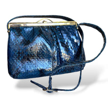 Load image into Gallery viewer, Vintage Blue Snakeskin Shoulder Bag