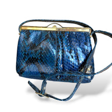 Load image into Gallery viewer, Vintage Blue Snakeskin Shoulder Bag