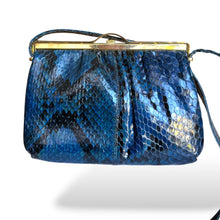 Load image into Gallery viewer, Vintage Blue Snakeskin Shoulder Bag