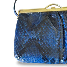 Load image into Gallery viewer, Vintage Blue Snakeskin Shoulder Bag
