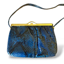 Load image into Gallery viewer, Vintage Blue Snakeskin Shoulder Bag