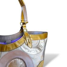 Load image into Gallery viewer, Vintage Coach Signature Patchwork Metallic Tote Bag