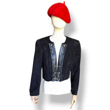 Load image into Gallery viewer, Vintage Cropped Suede Jacket with Leather Trim