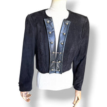 Load image into Gallery viewer, Vintage Cropped Suede Jacket with Leather Trim