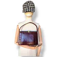 Load image into Gallery viewer, Vintage Burgundy Lizard Skin Top Handle Bag