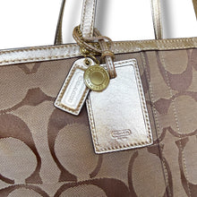 Load image into Gallery viewer, Coach Signature Metallic Tote Bag