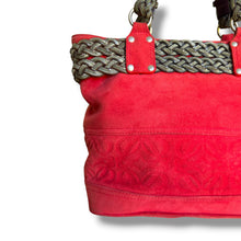 Load image into Gallery viewer, Vintage Loewe Red Suede Anagram Tote Bag