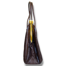Load image into Gallery viewer, Vintage Brown Lizard Leather Frame Handbag