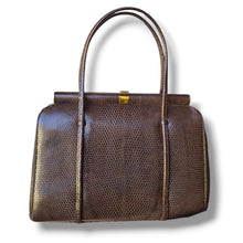 Load image into Gallery viewer, Vintage Brown Lizard Leather Frame Handbag