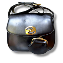 Load image into Gallery viewer, Rare Circa 1970s–Early 1980s Gucci Black Leather Shoulder Bag with Original Coin Purse