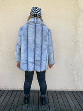 Load image into Gallery viewer, Beautiful Light Gray Vintage Faux Fur Coat