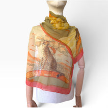 Load image into Gallery viewer, Vintage 1990s Salvatore Ferragamo Cheetah Celestial Silk Scarf
