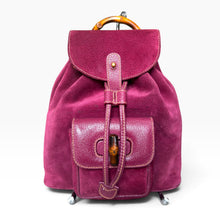 Load image into Gallery viewer, Vintage Gucci Bamboo Suede Backpack in Bordeaux