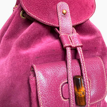 Load image into Gallery viewer, Vintage Gucci Bamboo Suede Backpack in Bordeaux