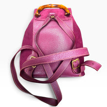 Load image into Gallery viewer, Vintage Gucci Bamboo Suede Backpack in Bordeaux