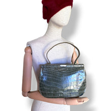 Load image into Gallery viewer, Vintage Sage Green Crocodile Handbag