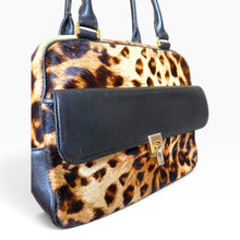 Load image into Gallery viewer, Vintage Barneys New York Leopard Print Calf Hair & Leather Handbag
