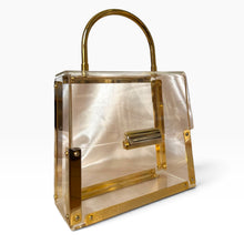 Load image into Gallery viewer, Vintage Clear Lucite & Gold-Tone Frame Handbag