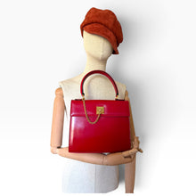 Load image into Gallery viewer, Vintage Celine Red Box Leather Top Handle Bag