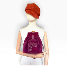 Load image into Gallery viewer, Vintage Gucci Bamboo Suede Backpack in Bordeaux
