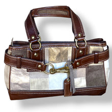 Load image into Gallery viewer, Vintage Coach Metallic Patchwork Suede Satchel
