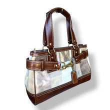 Load image into Gallery viewer, Vintage Coach Metallic Patchwork Suede Satchel
