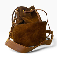 Load image into Gallery viewer, Rare Vintage Chanel Brown Suede Bucket Bag with Matching Pouch