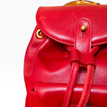 Load image into Gallery viewer, Vintage Gucci Bamboo Leather Backpack – Red